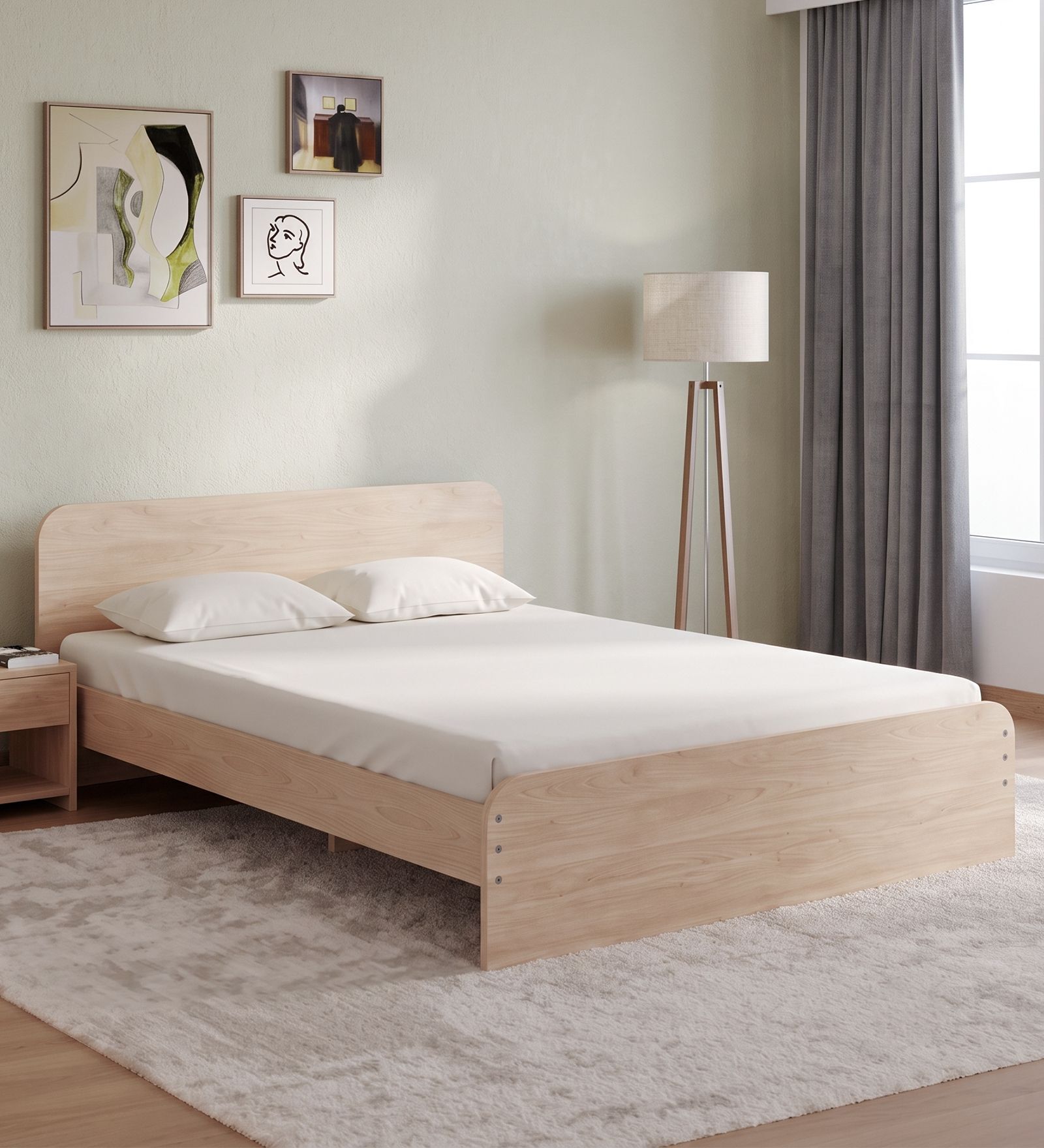 Nile Queen Bed in Beige Finish Without Storage Nile Queen Bed in Beige Finish Without Storage