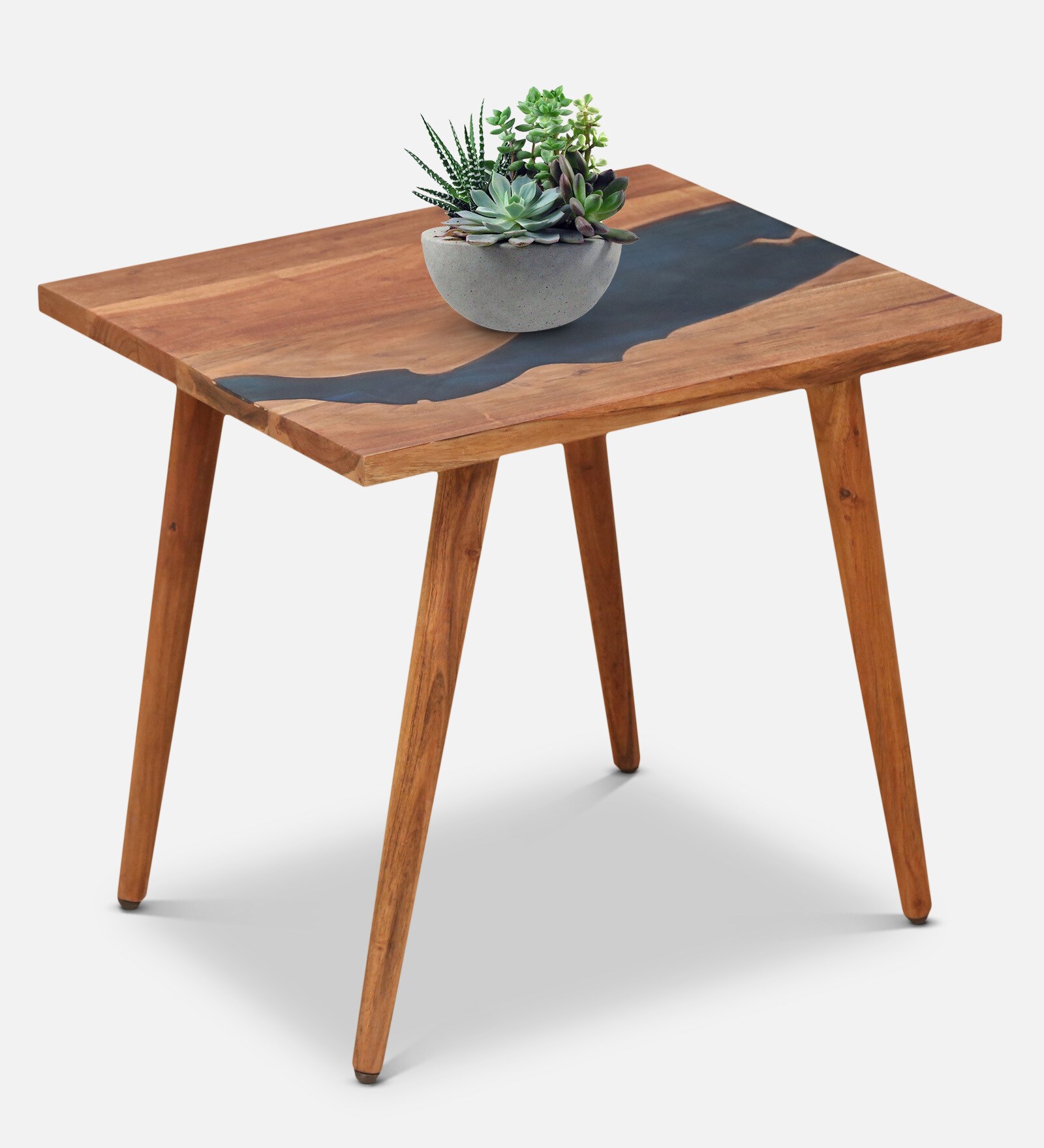 Jethro Solid Wood Wide End Table In Warm Walnut Finish