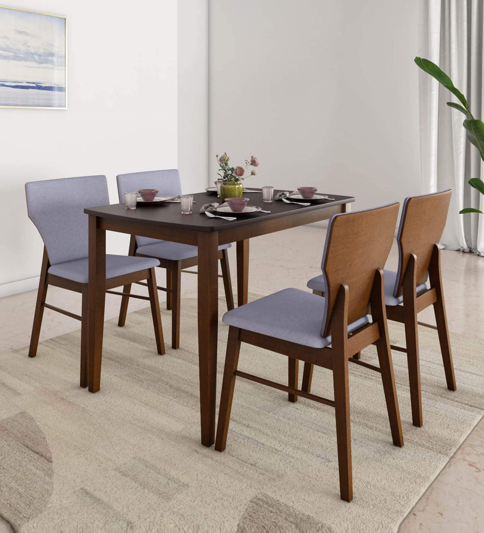 Kylo 4 Seater Dining Set in Rio Brown Finish