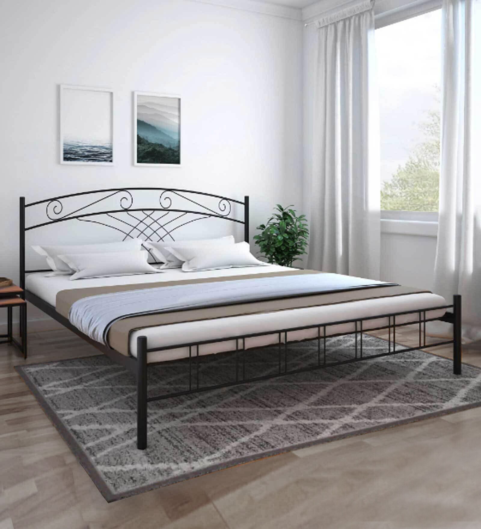 Nimbo Metal King Size Bed in Black Finish