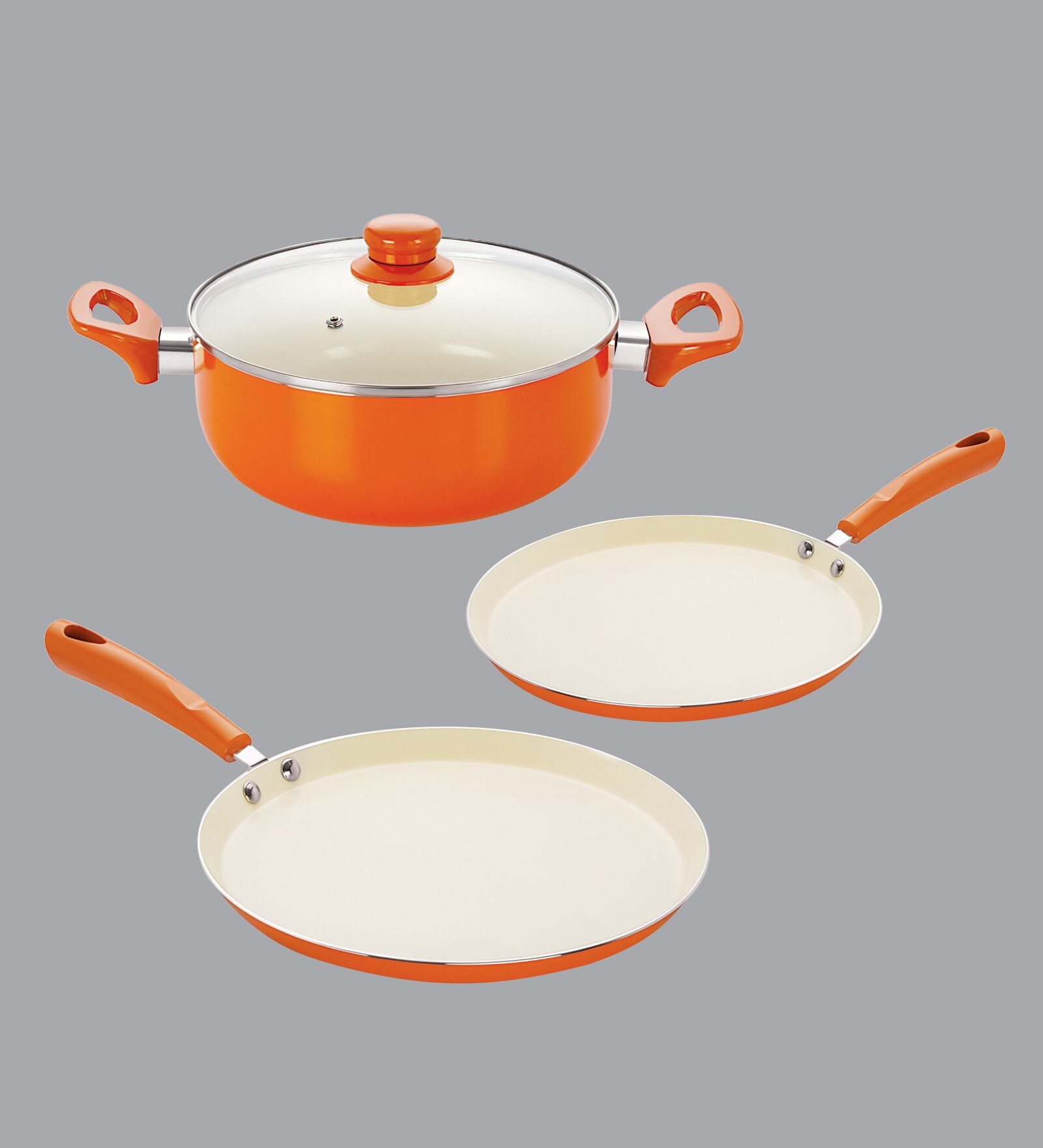 Nirlon Orange Aluminium Cookware Combo Gift