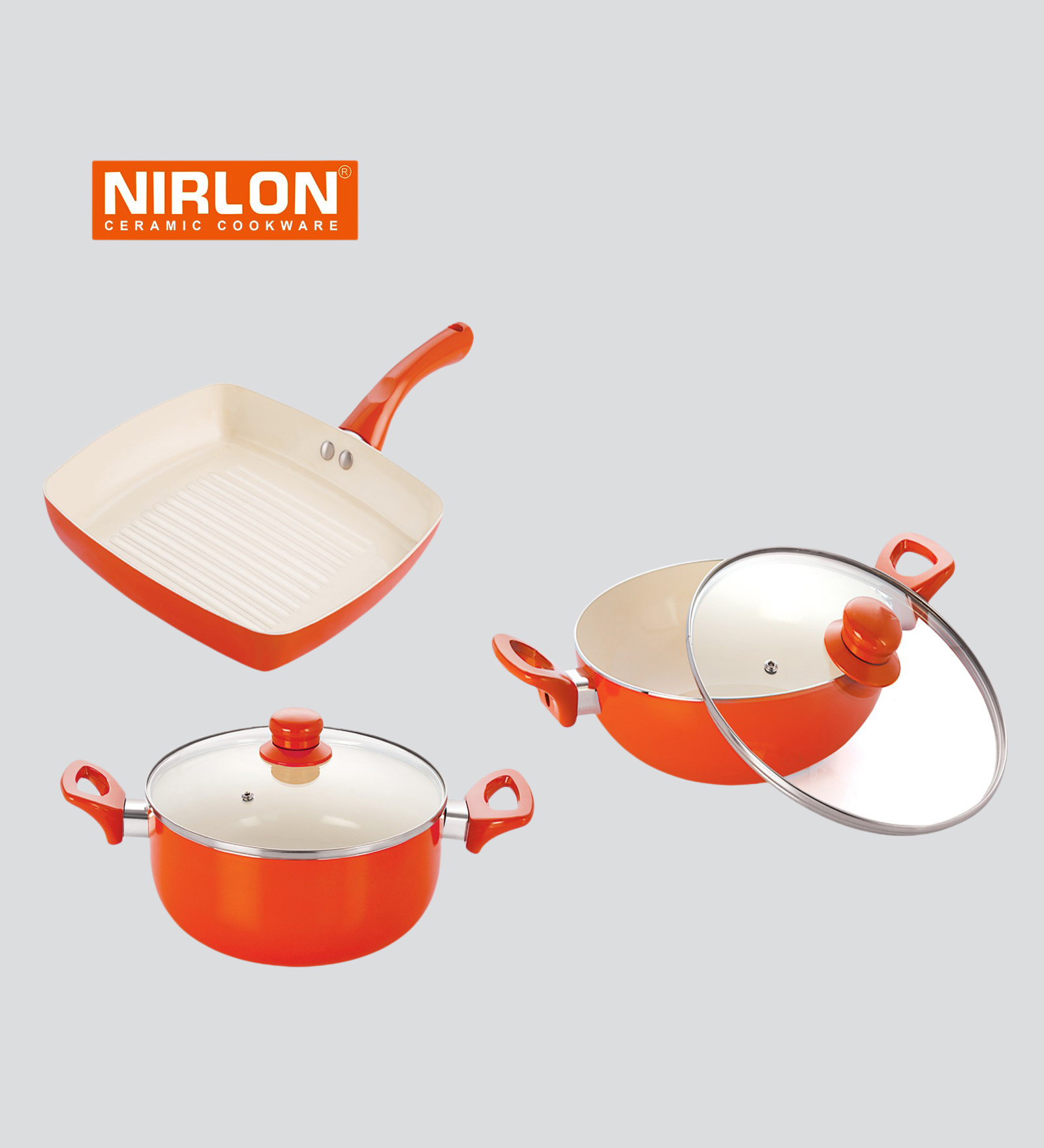 Nirlon Orange Aluminium Cookware Combo Gift