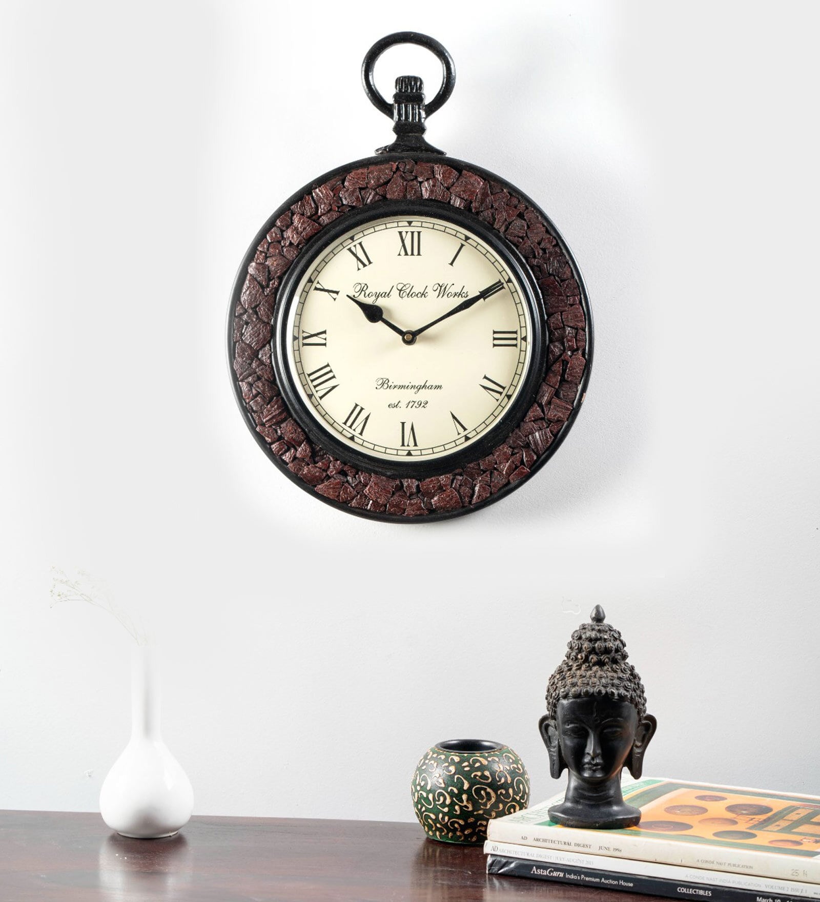 Nishith Brown MDF Wall Clock