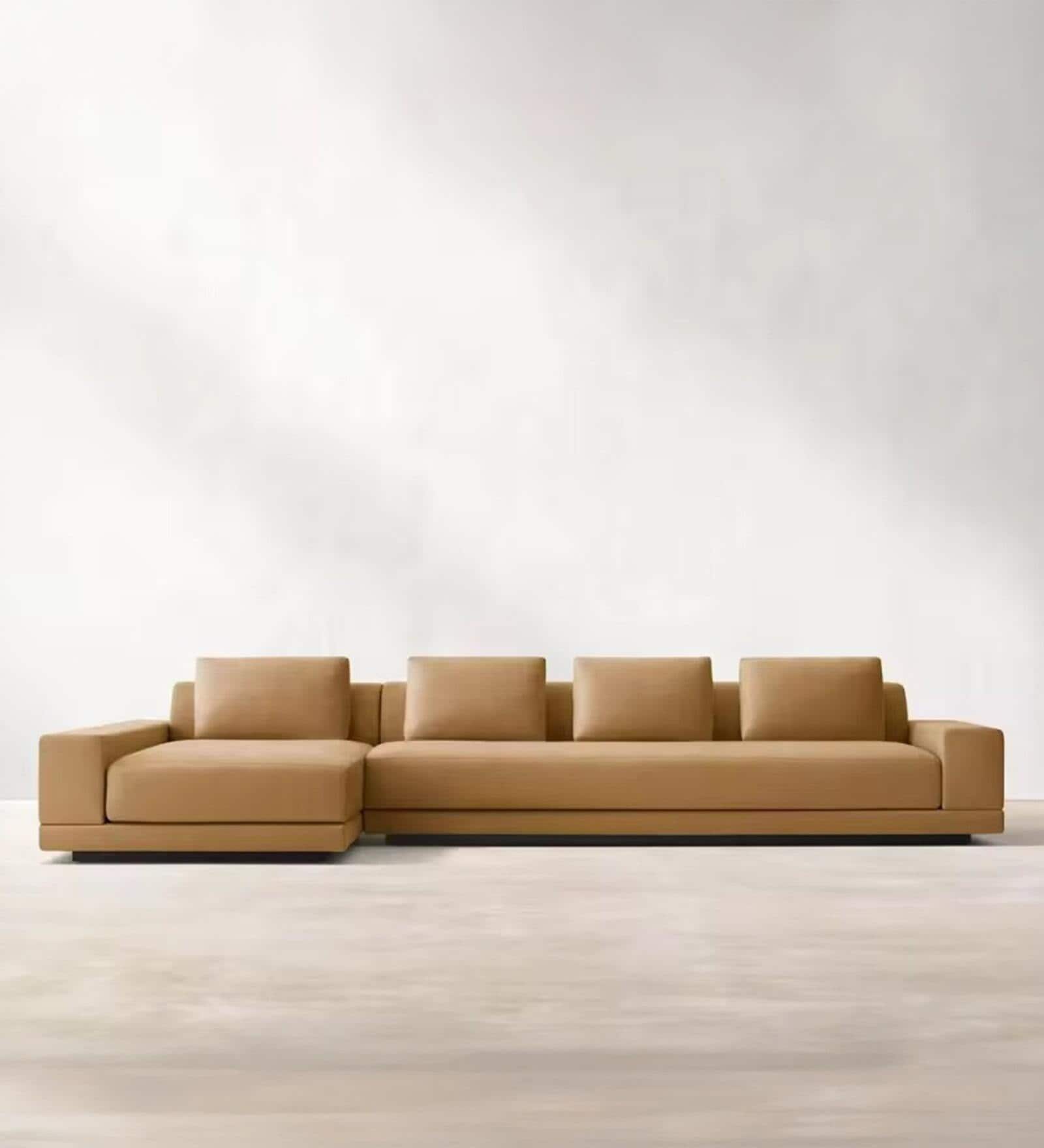 Nivora L Shaped Couch Boucle RHS 4 Seater Sectional Sofa in Ochre Colour