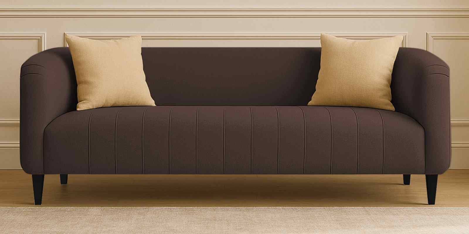 Niki Fabric 3 Seater Sofa In Coffee Brown Color