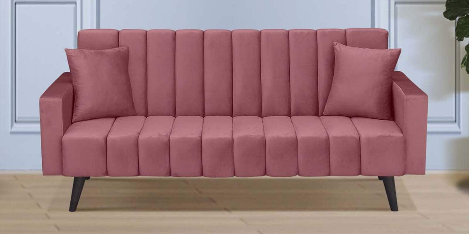 Nikko Velvet 3 Seater Sofa In Dark Pink Colour