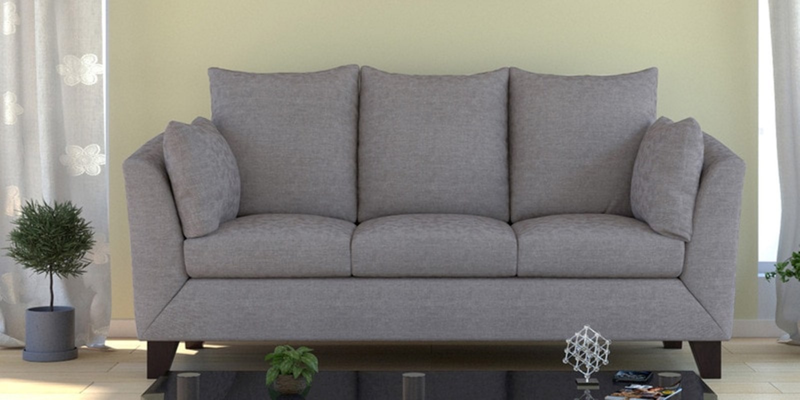 Buy Canberra Charm Three Seater Sofa in Silver Grey Colour by Urban