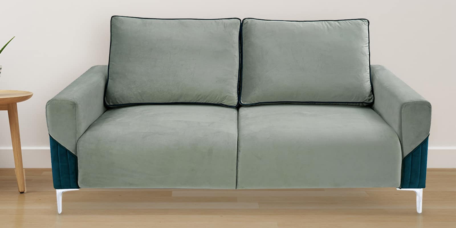 Boston Leatherette 3 Seater Sofa in Grey & Blue Colour