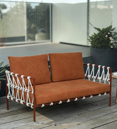 Niewood Metal 3 Seater Outfoor Sofa In Brown Colour
