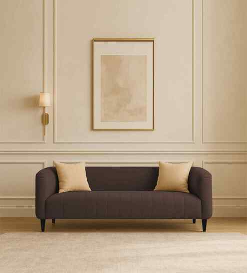 Niki Fabric 3 Seater Sofa In Coffee Brown Color
