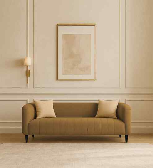 Niki Fabric 3 Seater Sofa In Bold Yellow Color