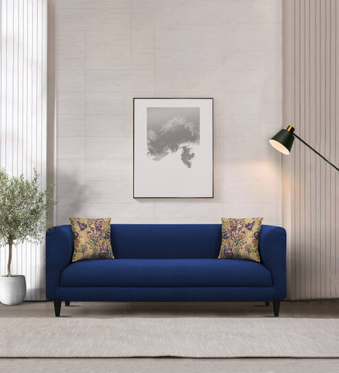 Buy Niki Fabric 3 Seater Sofa in Royal Blue Colour at 48% OFF by ...