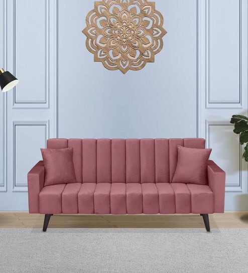 Nikko Velvet 3 Seater Sofa In Dark Pink Colour
