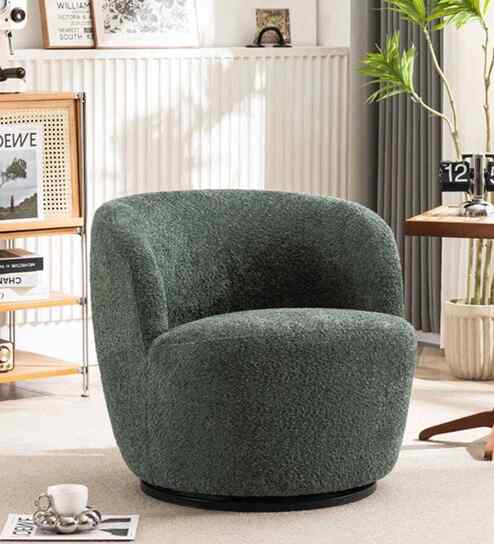 Nikoli Boucle Barrel Chair In Green Chair