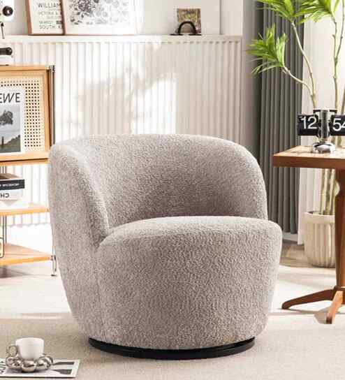 Nikoli Boucle Barrel Chair In Grey Chair