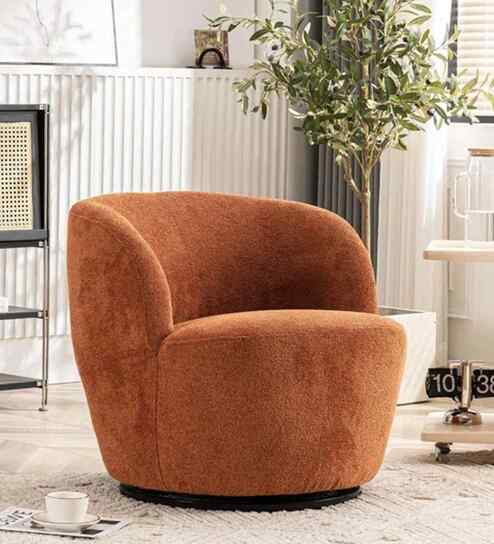 Nikoli Boucle Barrel Chair In Orange Chair