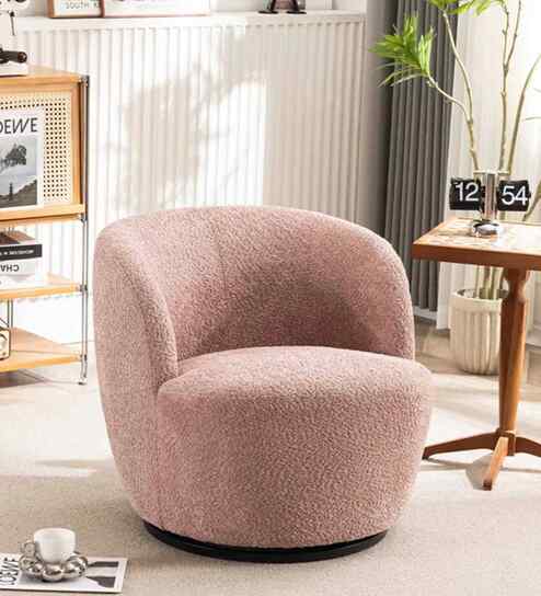 Nikoli Boucle Barrel Chair In Pink Chair