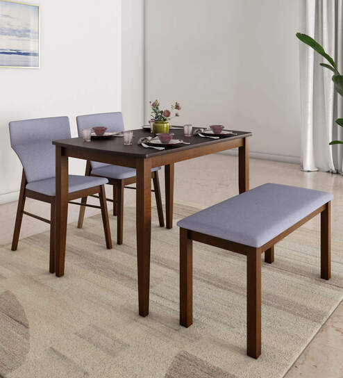 Kylo 4 Seater Dining Set in Rio Brown Finish with Bench