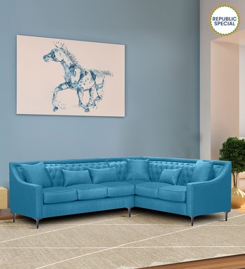 Nirvana LHS Sectional Sofa In Blue Color