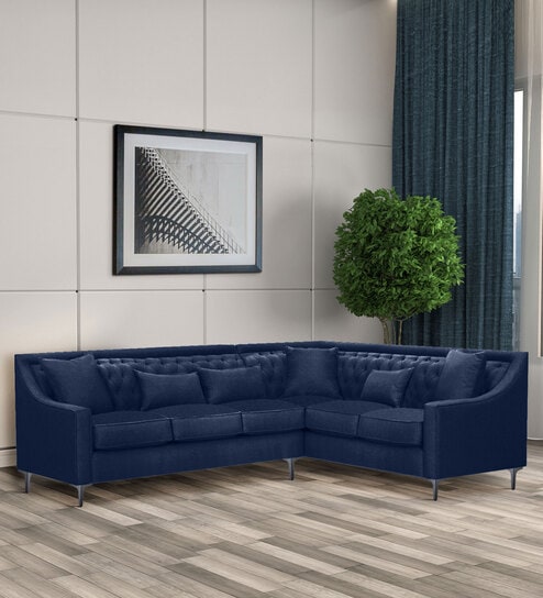 Nirvana LHS Sectional Sofa In Navy Blue Color