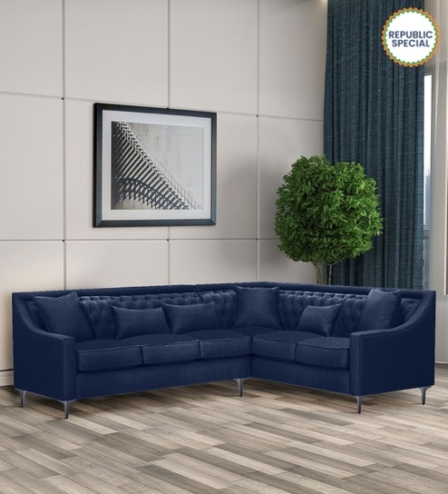 Nirvana LHS Sectional Sofa In Navy Blue Color