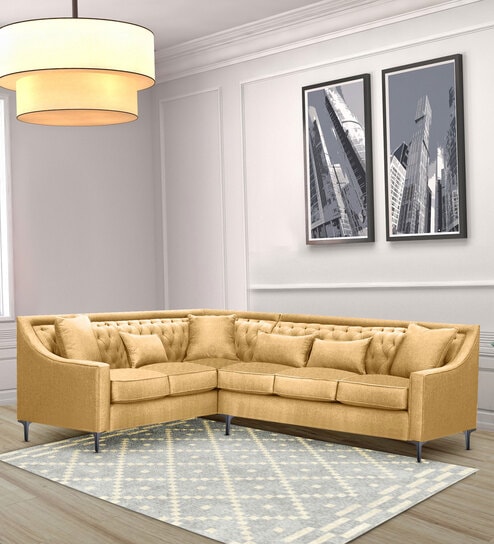 Nirvana Rhs Sectional ( 3 + 2 Seater ) Sofa In Yellow Color