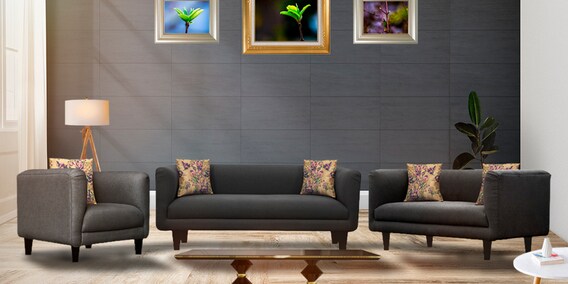 Buy Niki Sofa set (3+2+1) in Grey Colour by Febonic Online ...