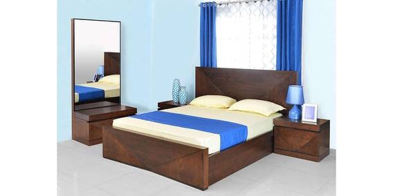 Buy Nixon Queen Size Bedroom Set In Brown Colour By Home Online