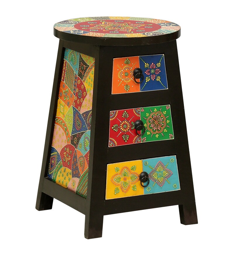 Buy Nilaka Solid Wood HandPainted End Table By Mudramark Online