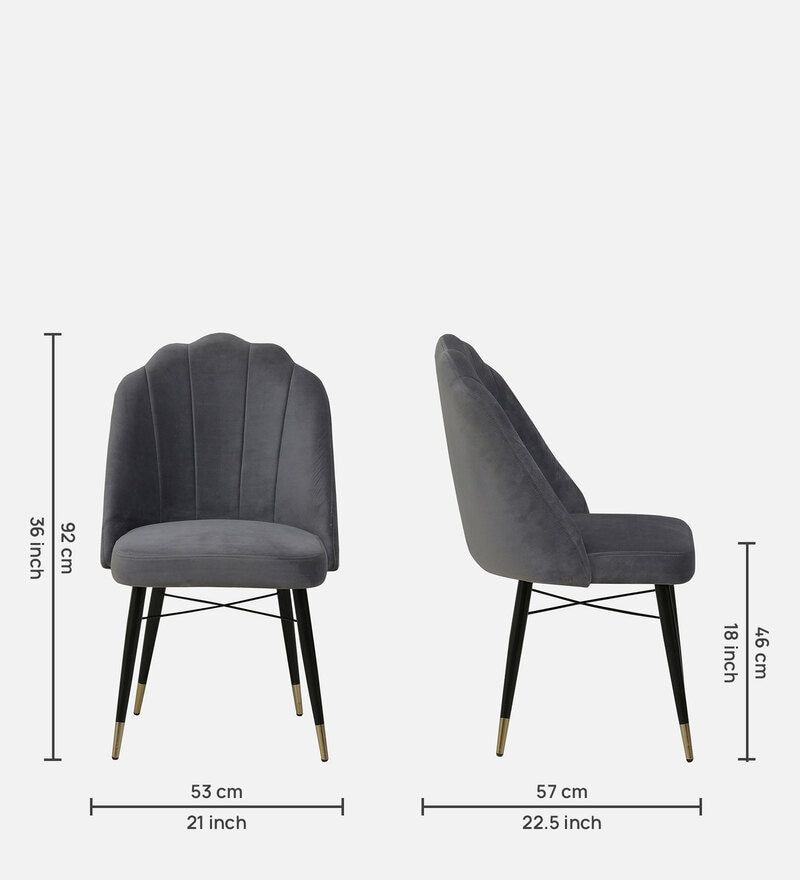 Buy Eldora Fabric Dining Chair In Velvet Grey Color Online