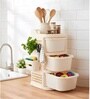 Cream Rolling Drawer With Wheels 3 Layer