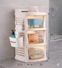 Cream Rolling Drawer With Wheels 3 Layer