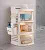 Cream Rolling Drawer With Wheels 3 Layer