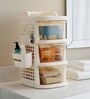 Cream Rolling Drawer With Wheels 3 Layer