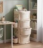 Cream Rolling Drawer With Wheels 4 Layer