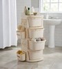 Cream Rolling Drawer With Wheels 4 Layer