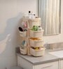 Cream Rolling Drawer With Wheels 4 Layer