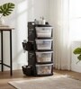 Black Rolling Drawer With Wheels 4 Layer