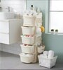 Cream Rolling Drawer With Wheels 5 Layer