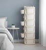 Cream Rolling Drawer With Wheels 6 Layer
