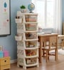 Cream Rolling Drawer With Wheels 6 Layer