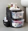 Black Rolling Drawer With Wheels 2 Layer