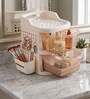 Cream Rolling Drawer With Wheels 2 Layer