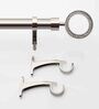 Nickel Grey 52 Inch expandable to 144 Inch Stainless Steel Curtain Rod with Bracket