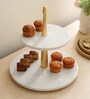 NikkisPride Elegant Two-Tier Marble Stand   Versatile Serveware for Cakes & More