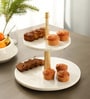 NikkisPride Elegant Two-Tier Marble Stand   Versatile Serveware for Cakes & More