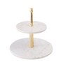 NikkisPride Elegant Two-Tier Marble Stand   Versatile Serveware for Cakes & More