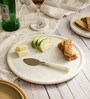 NikkisPride Gourmet Marble Round Cheese Platter with Spreader   Elegant & Multi-Purpose Serveware