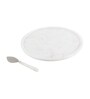 NikkisPride Gourmet Marble Round Cheese Platter with Spreader   Elegant & Multi-Purpose Serveware