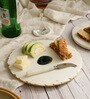 NikkisPrideGourmet Marble Cheese Platter  Agate inlay with Spreader   Elegant & Multi-Purpose Serveware